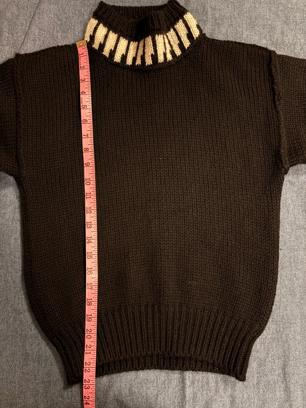 Esprit Sport Vintage 100% Wool Chunky Black White Piano Turtleneck Sweater - Picture 5 of 7